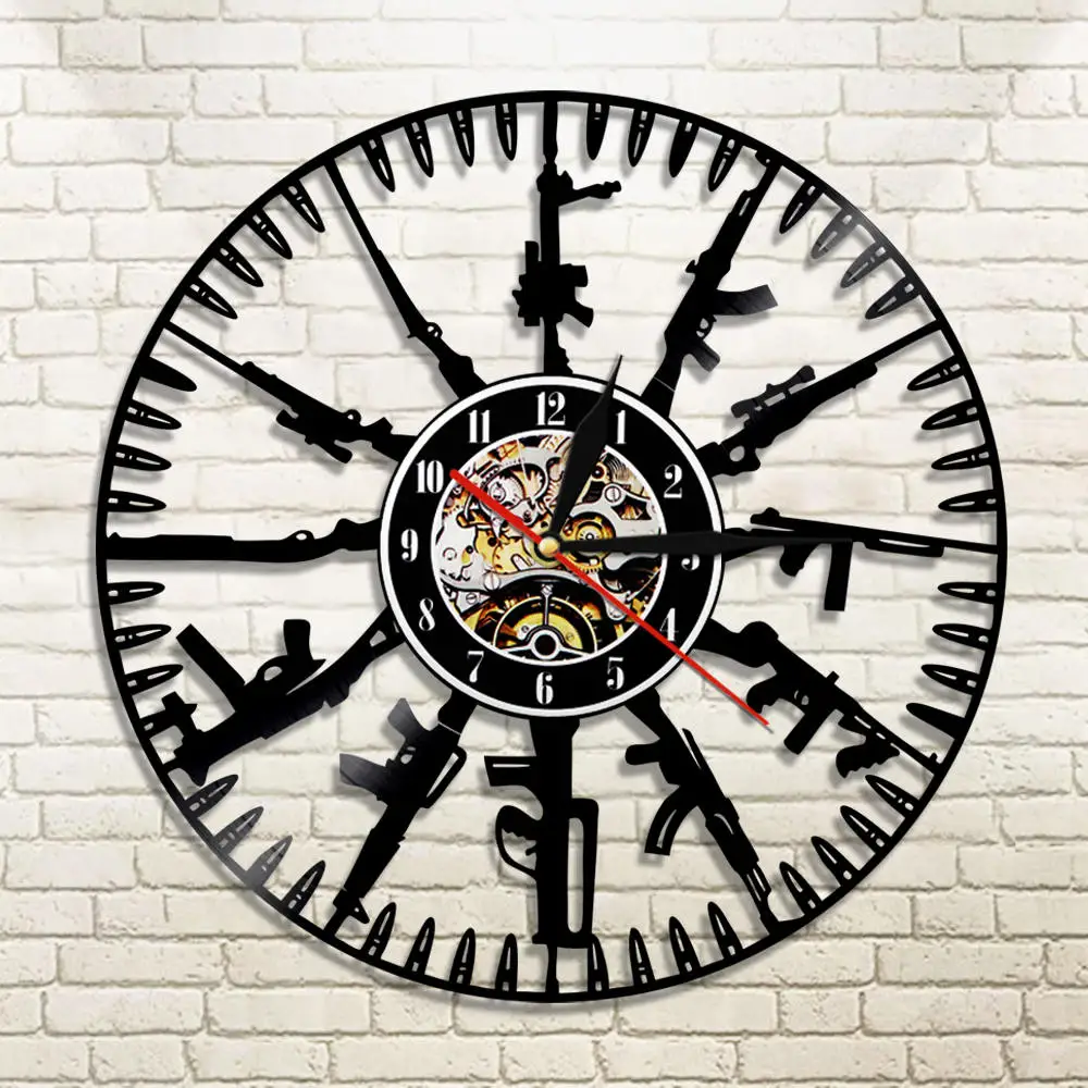 Настенные часы Bullet Time домашний декор виниловые боеприпасы в стиле милитари