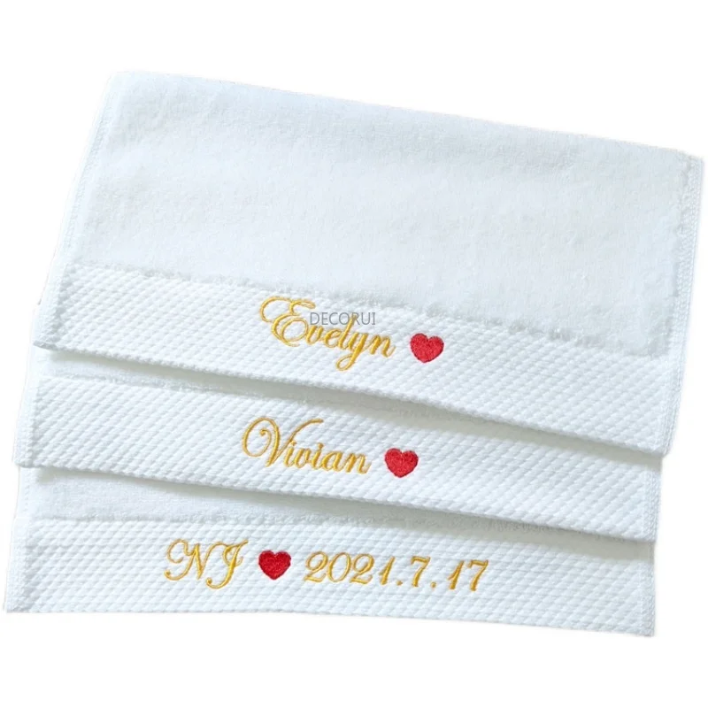 

2Pcs 31CM*31CM Scarf Towel Embroidered Name Customized Towel Text Logo Snow White Party Supplies Wedding Gifts for Guests