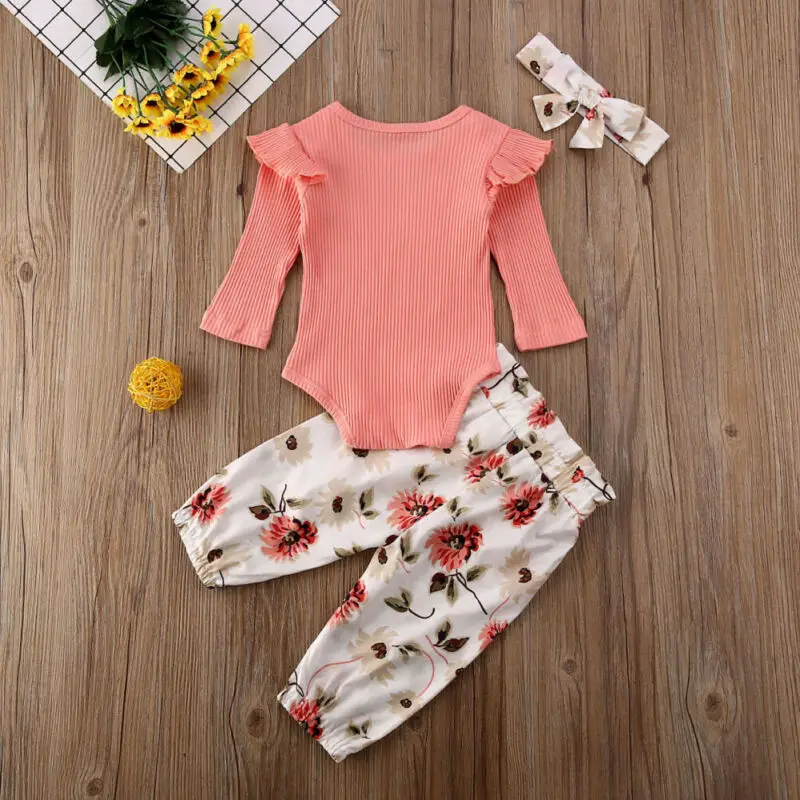 

Baby Spring Autumn Fashion Infant Baby Girl Autumn Winter Knitted Tops Romper Long Pants Clothes Tracksuit