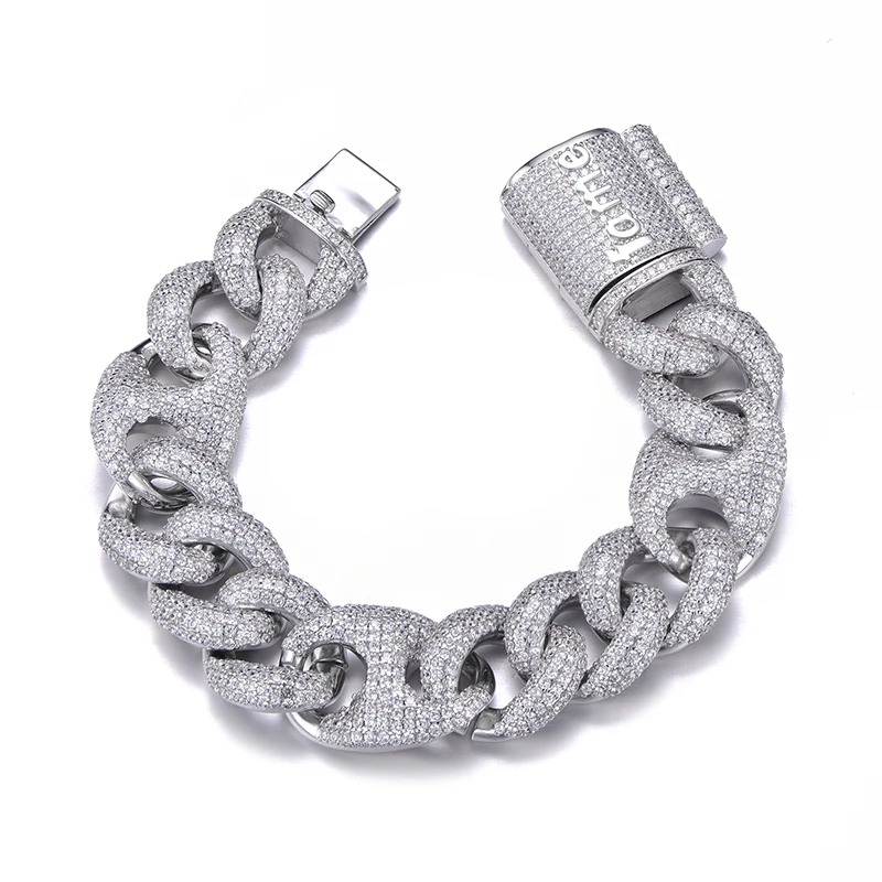 US7 18mm Miami Lock Clasp Cuban Link 7-9 Inch Bracelet Iced Out AAA Cubic Zircon Bling Hip Hop Jewelry for Men Gift | Украшения и