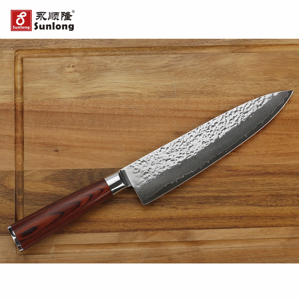 Нож шеф-повара Sunlong 8 дюймов японский нож из дамасской стали Gyuto с красной