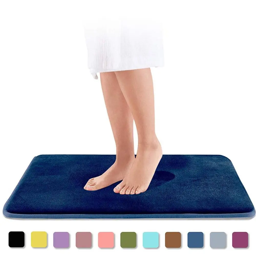 

Home Bath Mat Non-slip Bathroom Carpet Soft Coral Fleece Memory Foam Rug Mat Kitchen Toilet Floor Decor Washable 8 colors