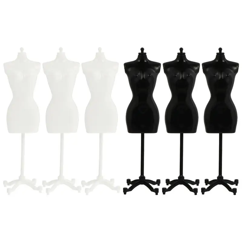6PCS Mini Mannequin Model Doll Dress  Display Holder Clothing Stand Skirt Display Support Dollhouse Accessories