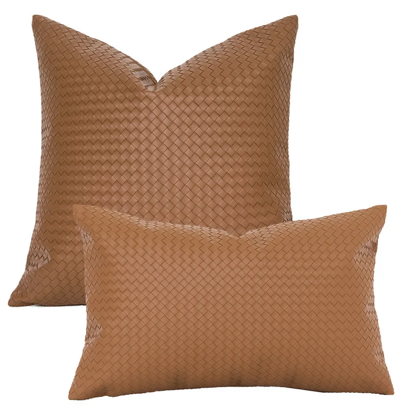 

PU Leathe cushion Cover 45x45 30x50 Woven Texture Pillowcase Modern Home Decor Living Room Sofa Pillow Decorative Pillow Cover