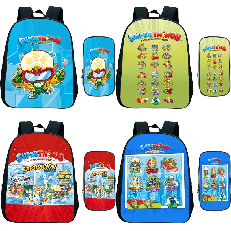 

Superthings Power Machines Kids Anime Kindergarten Backpack and Pen Bag Children Superzings 7 Rucksack Toddler Start School Gift