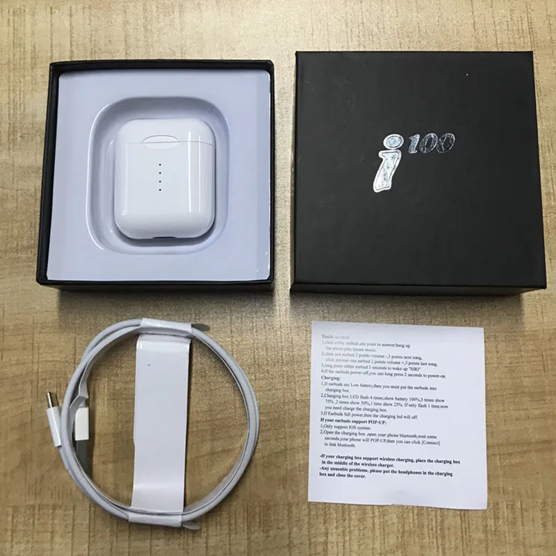 I12 tws Bluetooth наушники беспроводные наушники сенсорное управление наушники 3D объемный звук и чехол для зарядки iPhone Android телефон - Цвет: i100 white