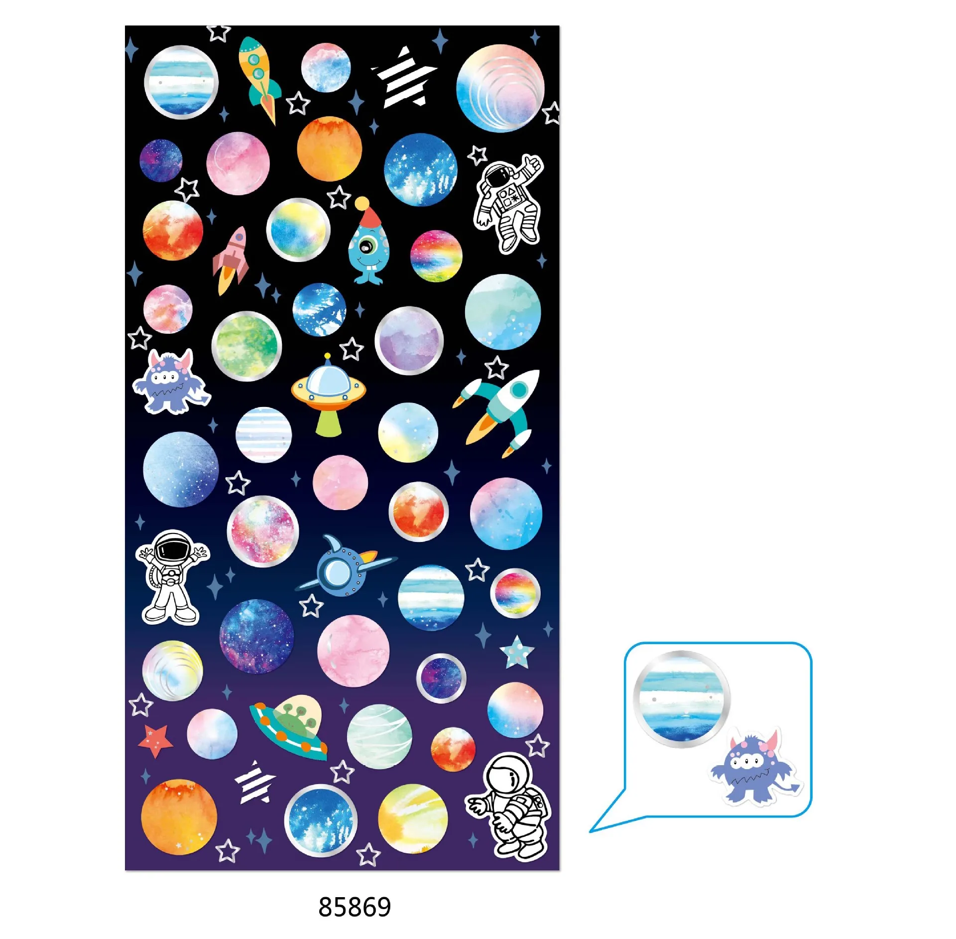 

1 Sheet Space Boy Laser Bright Planets Decorative Stickers Decoration