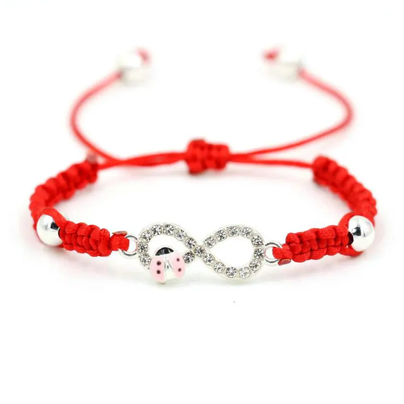 Белый циркония собака зрительно-моторную Шарм браслет желаний черный Красный