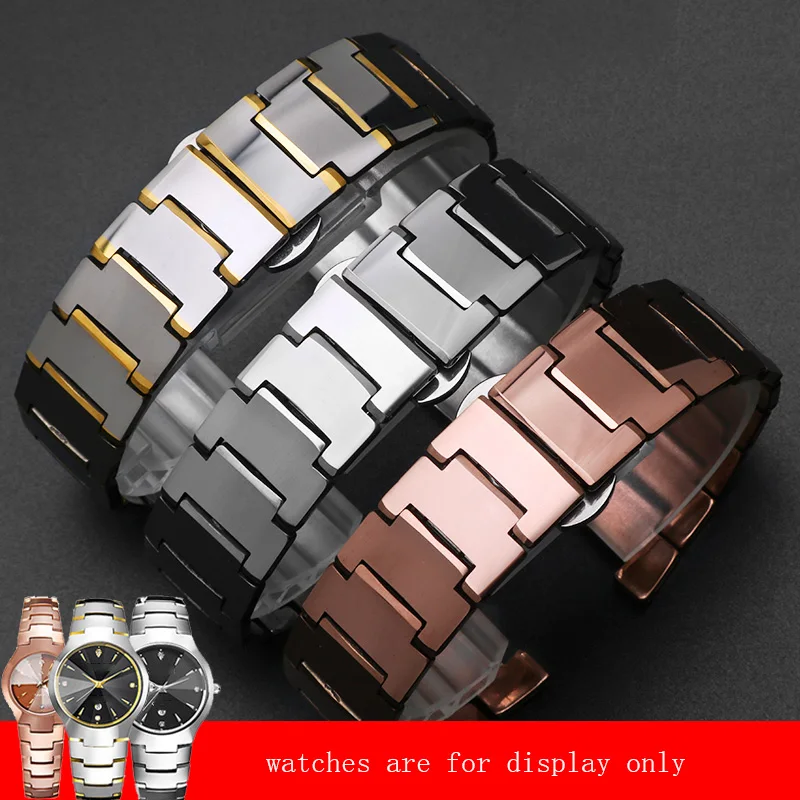 14x7mm 22x11mm Tungsten Steel Watchband Replacement Rado 6020 Series Black Silver Golden...