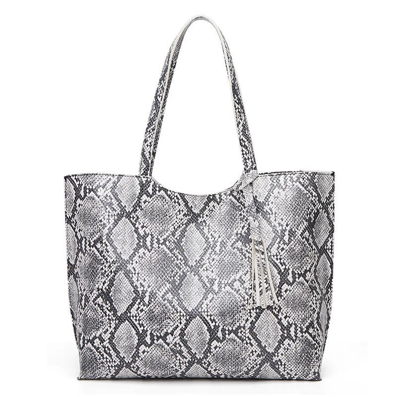 

New fashion snake print tote bag temperament women's single shoulder bag