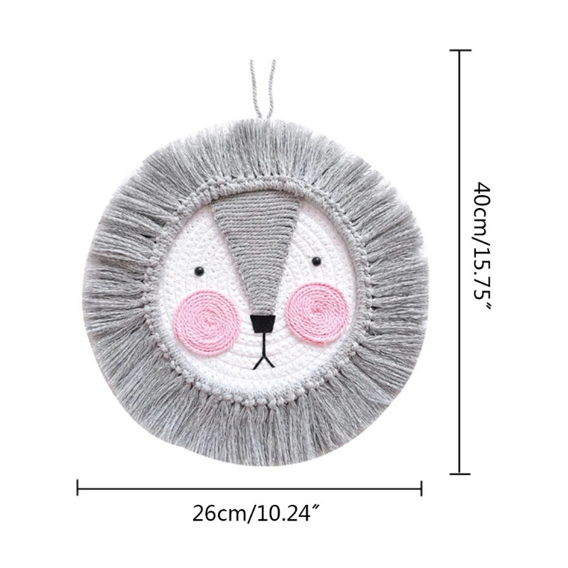 

Nordic Hand Woven Cartoon Animal Hanging Decoration Cotton Rope Weaving Animal Head Ornament Children Room Wall Pendant