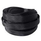 Плетеная кабельная муфта из ПЭТ черного цвета, диаметр 40 мм, 5 млот, горячая Распродажа