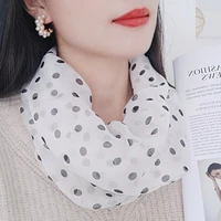 korean thin chiffon polka dot print false collar neck guard silk scarf bib summer mesh beach female sunscreen scarve snood p62