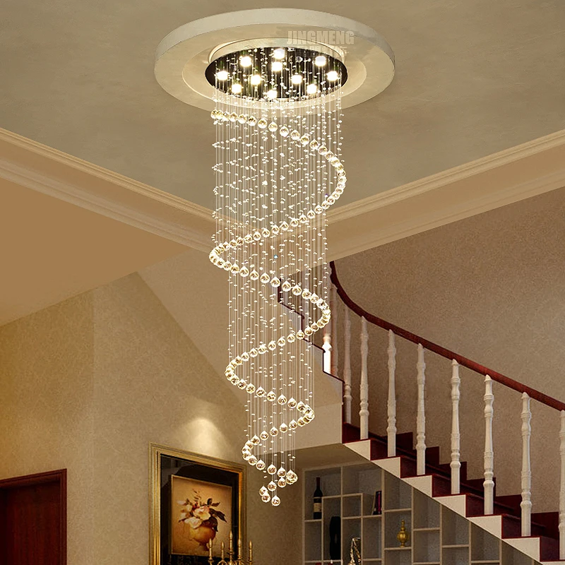 

Creative LED Spiral Crystal Chandelier for Foyer Stair Staircase Bedroom Hotel HallCeiling Hanging Suspension Lamp