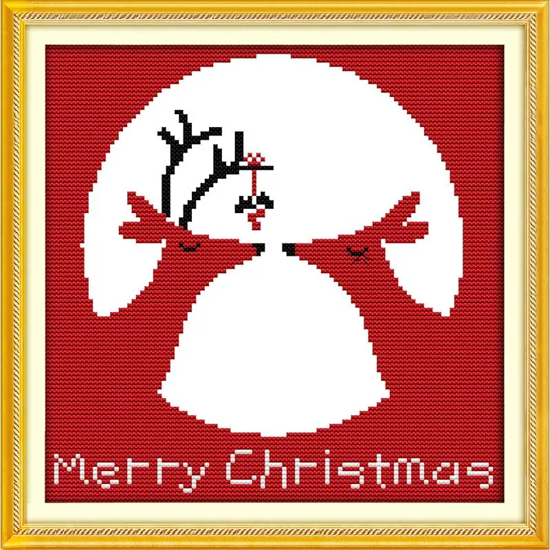 Картина с рождественским оленем Joy Sunday Рождественский Рисунок 11CT холст принтом