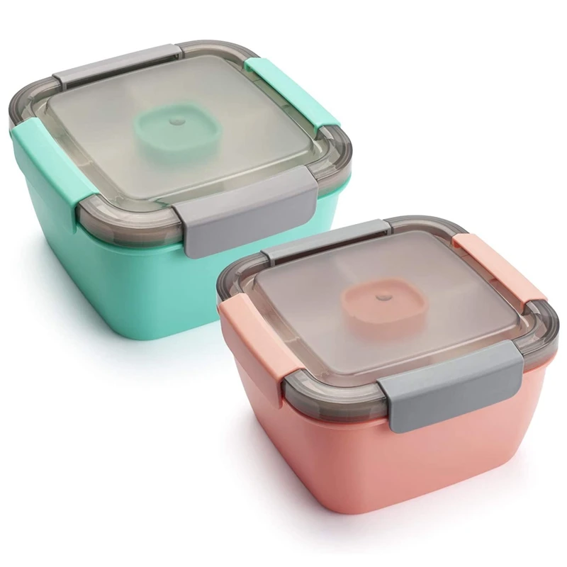 

Salad Lunch Container to Go Salad Bowls with 3 Compartments for Salad Toppings, Snacks, Men, Women 2 Pack