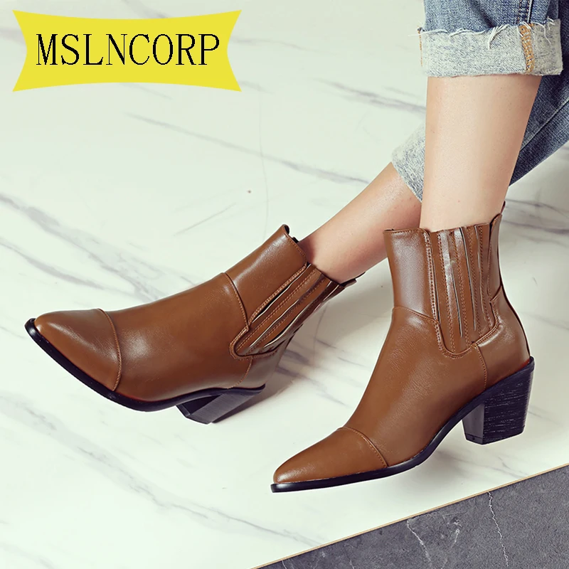 

Женские ботинки из искусственной кожи, на высоком каблуке, размеры 34-46