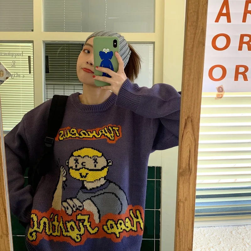 Свитер Свободная верхняя одежда в Корейском стиле бойфренд | Женская