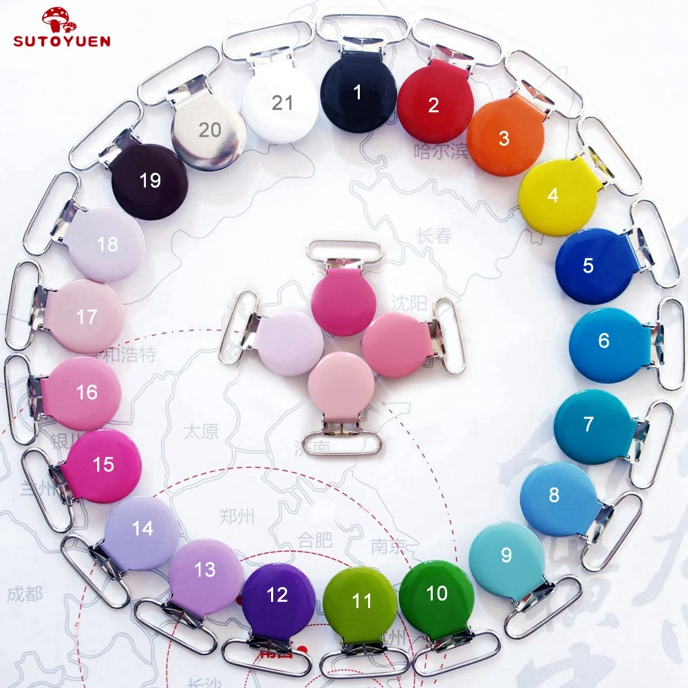 Sutoyuen 21 шт. 25mm1 дюймовые детские круглые металлические соски с зажимом на