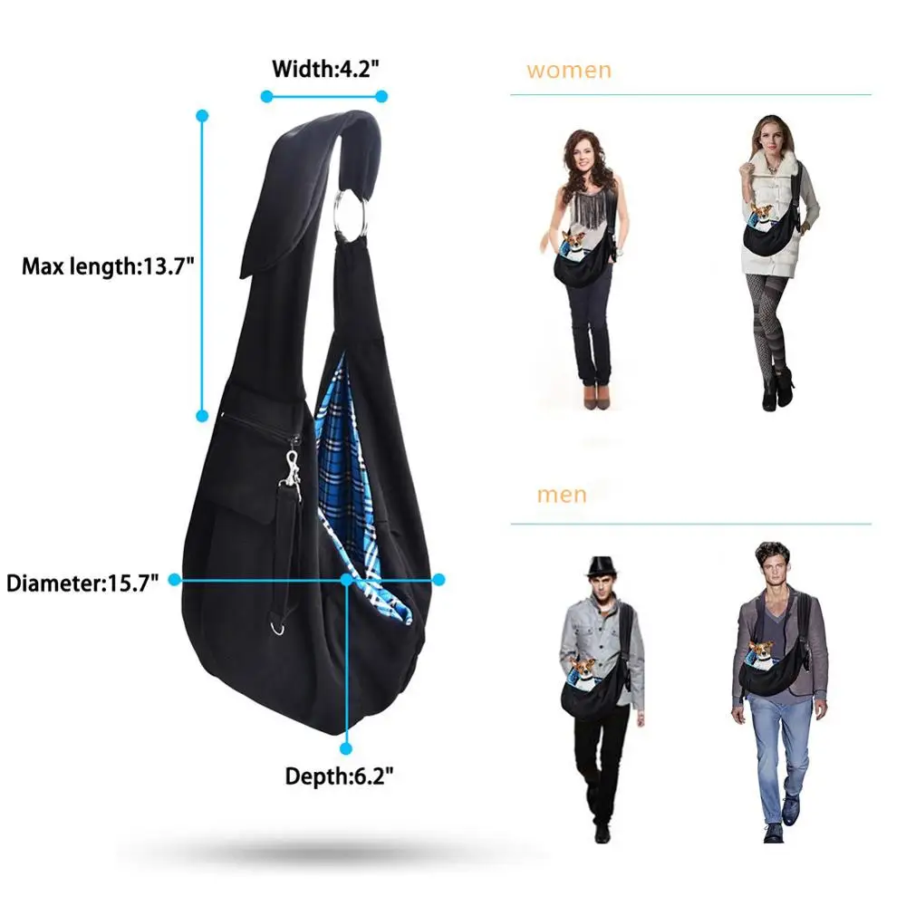 

Dog Bag Pet Sling Carrier Bag Reversible Hand-Free Travel Bag for Small & Medium Dog with Adjustable & Safety Strap