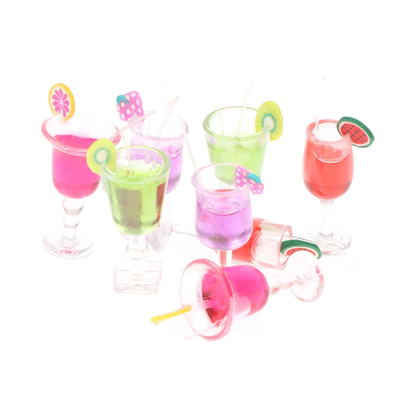 

2pcs/lot 1/6 Scale Dollhouse Miniature Food Macaron Fruit Drink Goblet Bottle for Doll house Miniture Toys