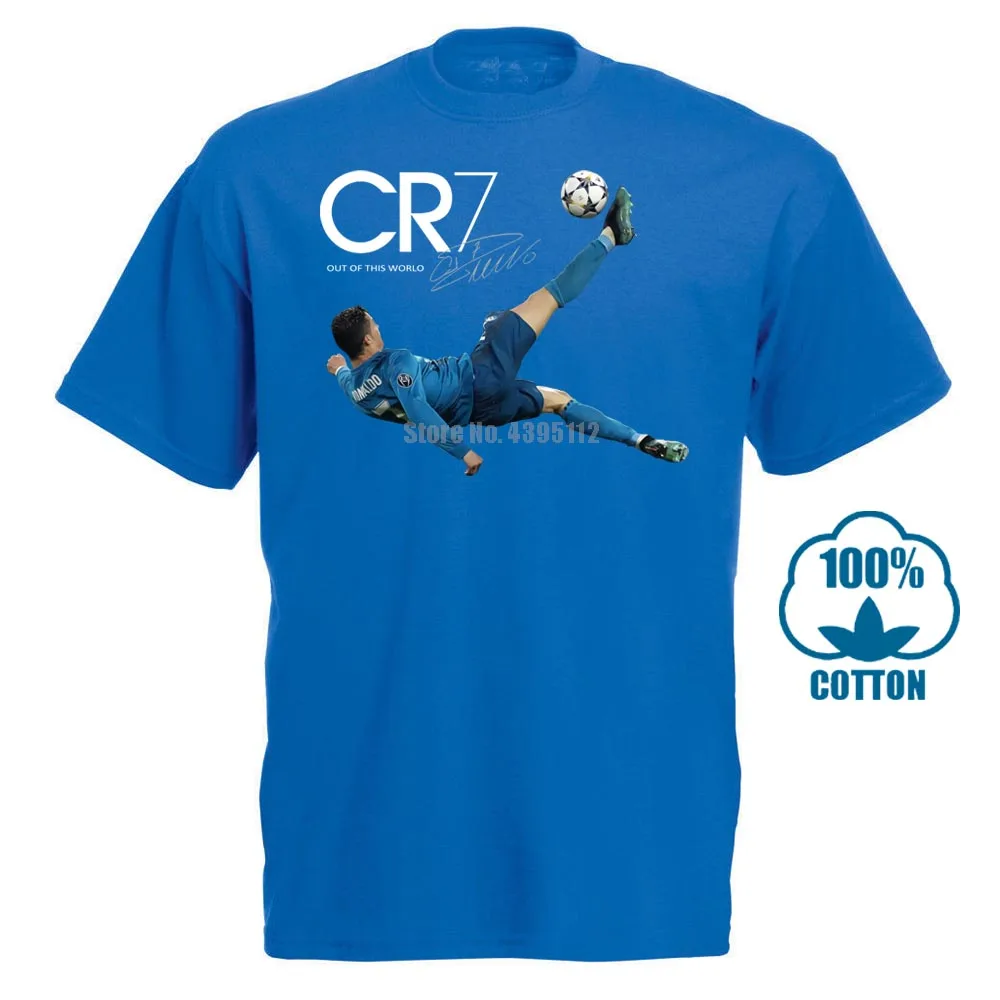 Blue Cr7 футболка с велосипедным ударом Криштиано Роналду для взрослых и детей, крутая Повседневная футболка с надписью «Pride» Новая модная мужская футболка унисекс 013096 - Color: Blue