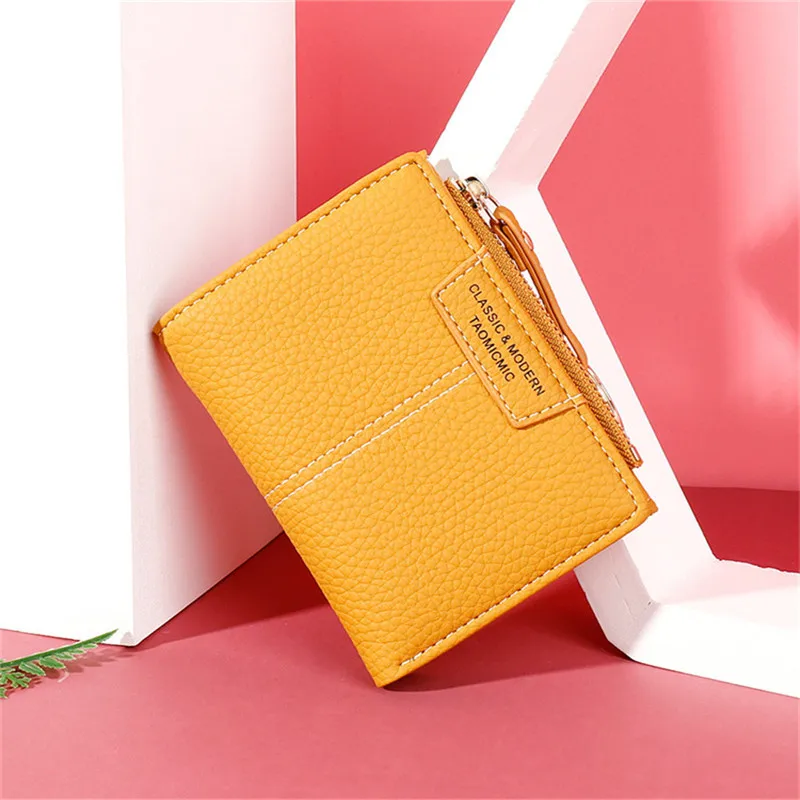 

Women Wallet Soft PU Leather Female Purse Mini Hasp Card Holder Coin Short Wallets Small Purse Zipper Keychain