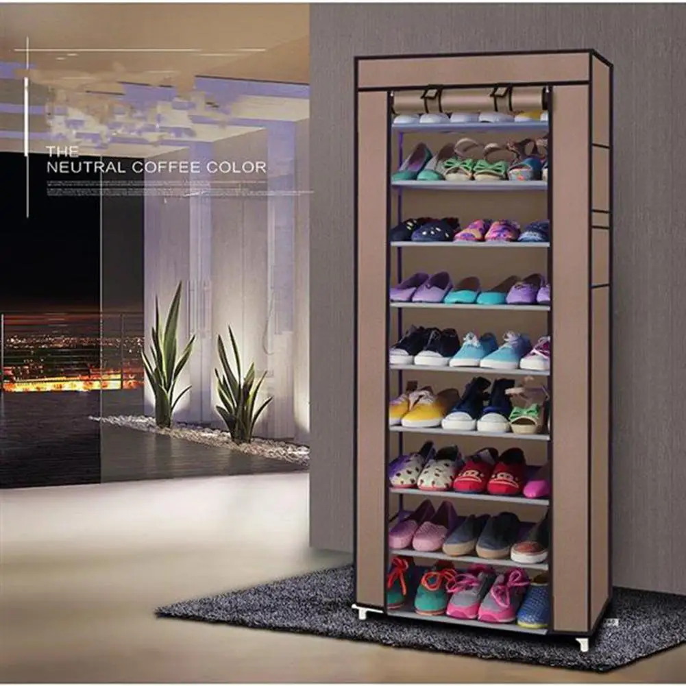 

Nine Lattices Shoes Rack Organizer Display Shelf Cabinet Furniture Shoes Steel Easy Install Coffee for Doorway School