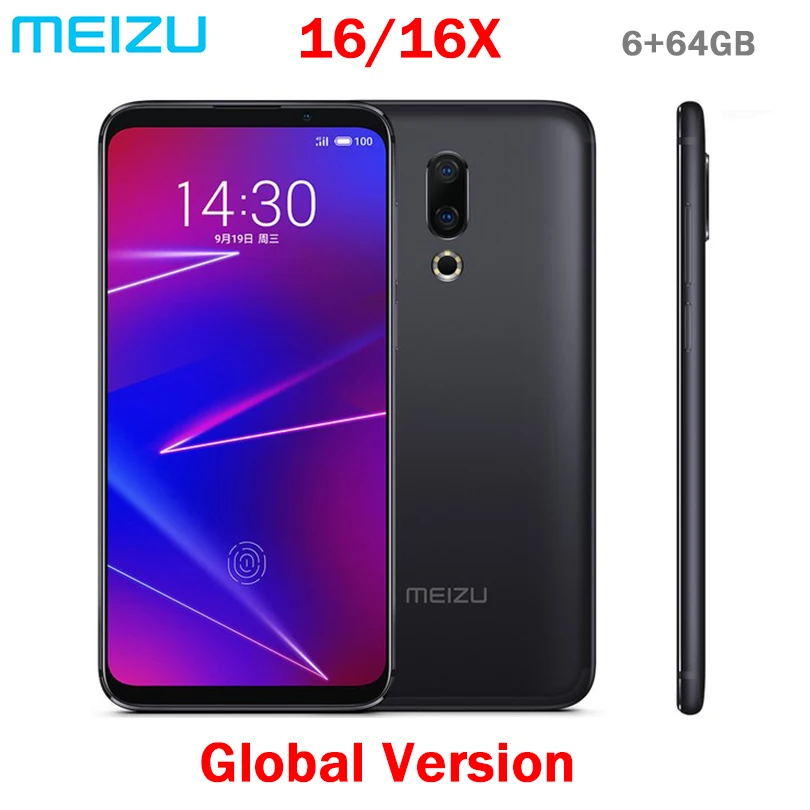 Meizu 16, 4G, LTE, 6G, 64G, глобальная версия, мобильный телефон Snapdragon 710, четыре ядра, 6,0 дюймов, 2160x1080 P, полный экран, двойная камера заднего вида