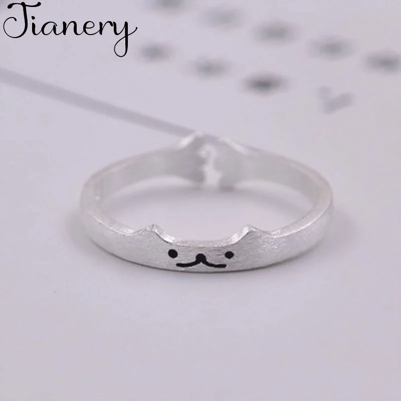 Мужские и женские кольца ручной работы JIANERY винтажные серебристые с котом