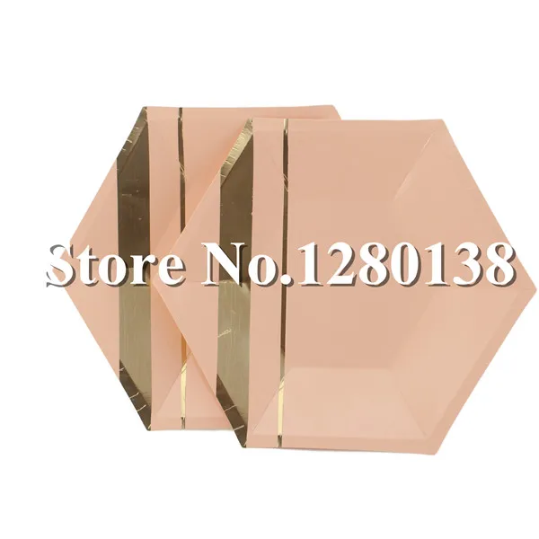 9inch Pink 80 шт Розовое золото шестиугольная, Мраморная листовая бумага Коктейльные бокалы салфетки для вечеринок новые годы Ева украшения Свадебные Посуда - Цвет: 9inch Pink
