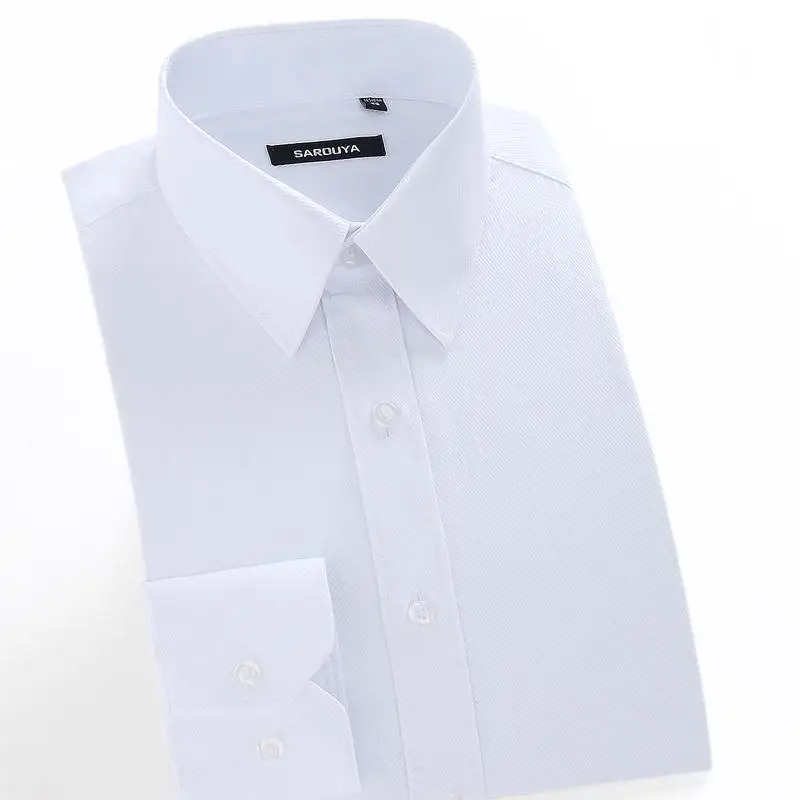 Мужская классическая рубашка с длинными рукавами белая однотонная формальная