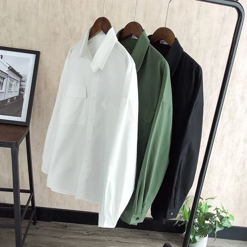 

Осень 2020, мужские рубашки с длинным рукавом, высокое качество, чистый хлопок, студенческий стиль, повседневные рубашки, Мужская одежда, модн...