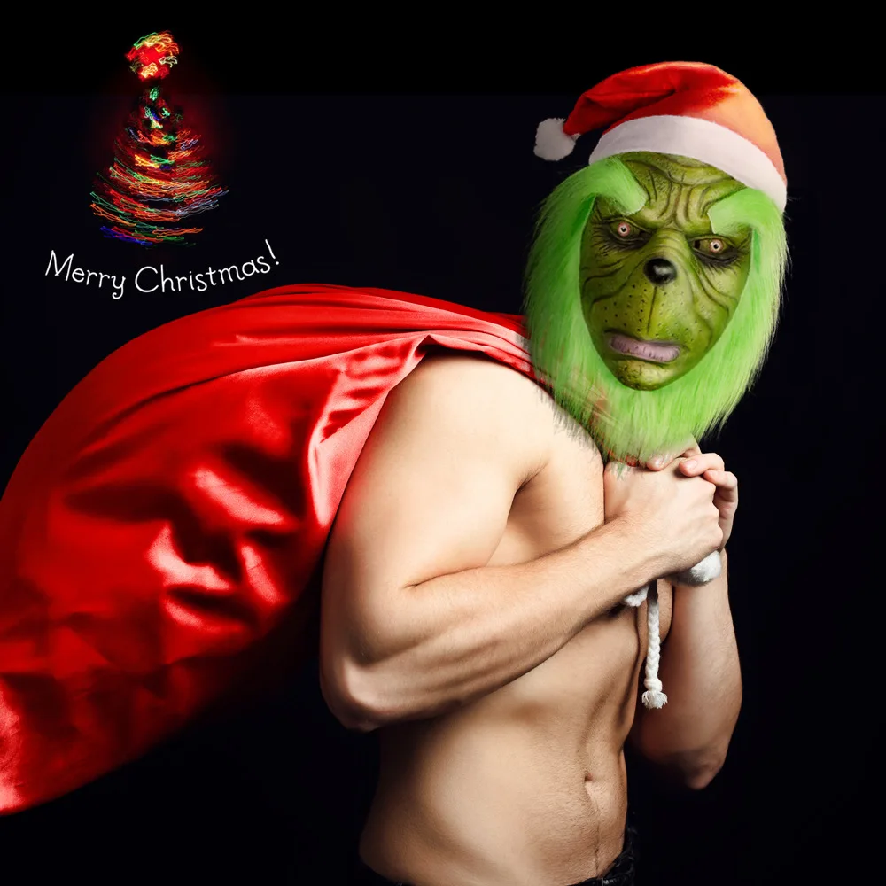 /Grinch/маска унисекс Полный Лицо Латексная Маска Рождество Хэллоуин маски для костюмированной вечеринки реквизит