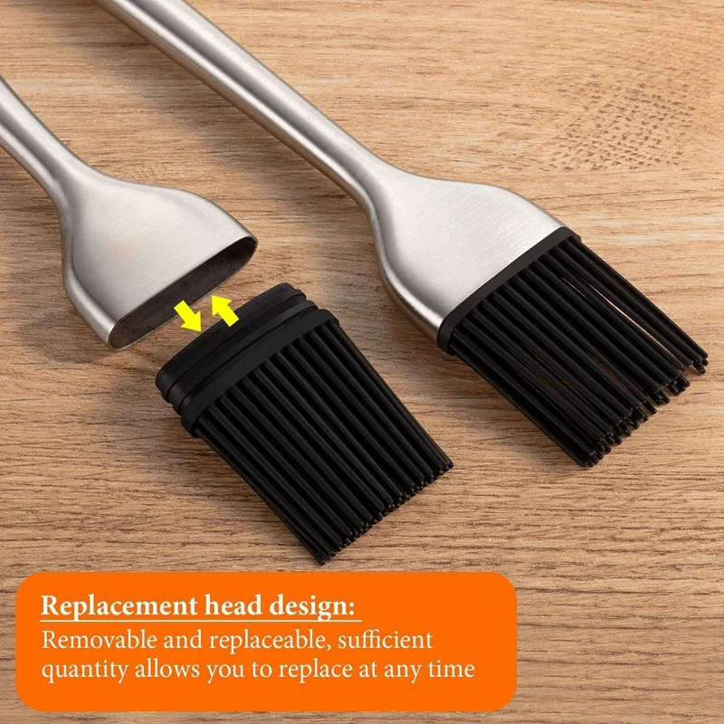 

1 Set Stainless Steel Pastry Brush with 6 Pcs Back Up Silicone Brush Heads & 3 Pcs 300Ml Oil Dispenser with Pourer Spout