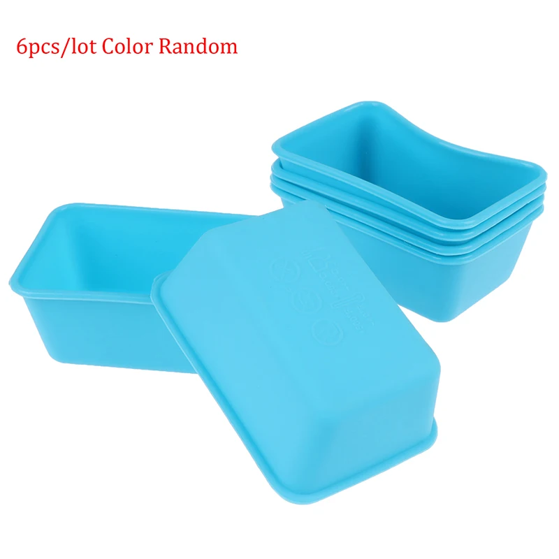 

6pcs Big Rectangle Silicone Cake Mold Pattern DIY Bakeware Fondant Muffin Chocolate Moulds Cupcake Molds Cake Tools