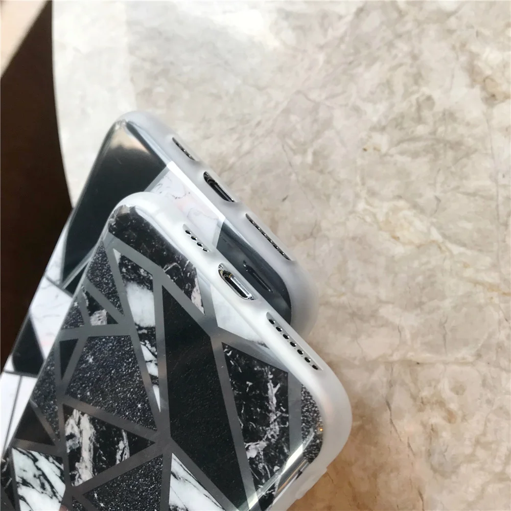 N1986N для iPhone 11 Pro X XR XS Max 6 6s 7 8 Plus чехол для телефона Роскошные геометрические сплайсы мрамор гальванические блестящие IMD Для iPhone X