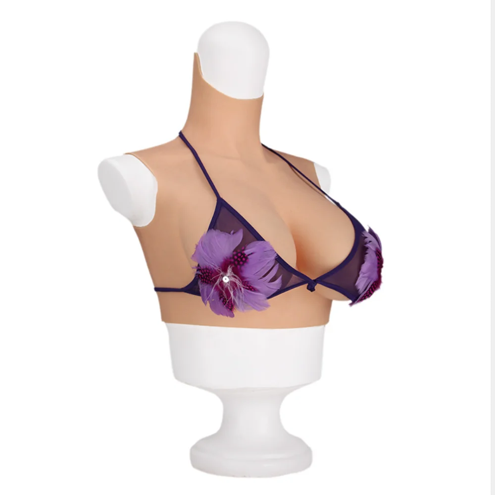 Кроссдресс с высоким воротником искусственная грудь Реалистичная поддельная