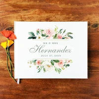 floral wedding guest book alternativecustom any text any languagephoto albumcalligraphy wedding guestbook mint color