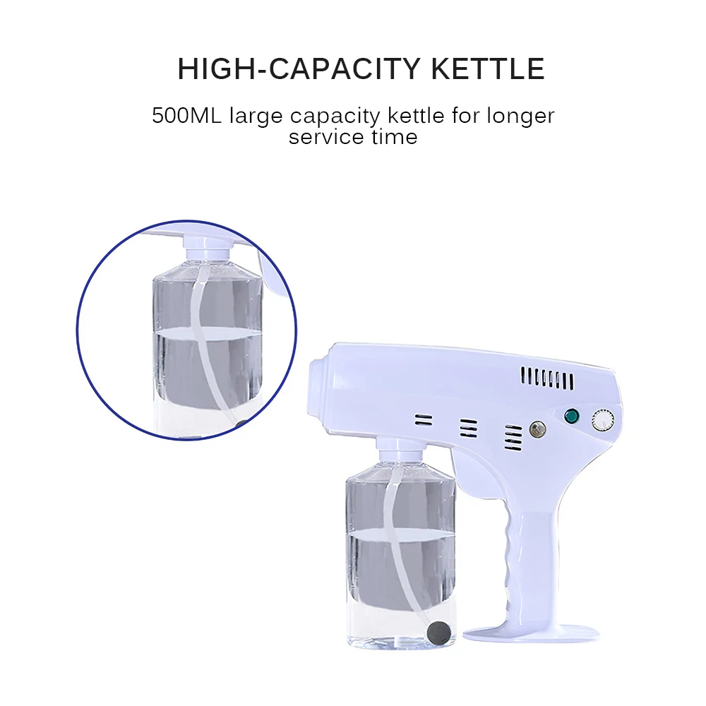 

500ML Wireless Blue Light Nano Steam Gun Atomizing Fogger Disinfection-Sprayer Gun Wireless Nano Mixed Vapor Nano Spray Machine
