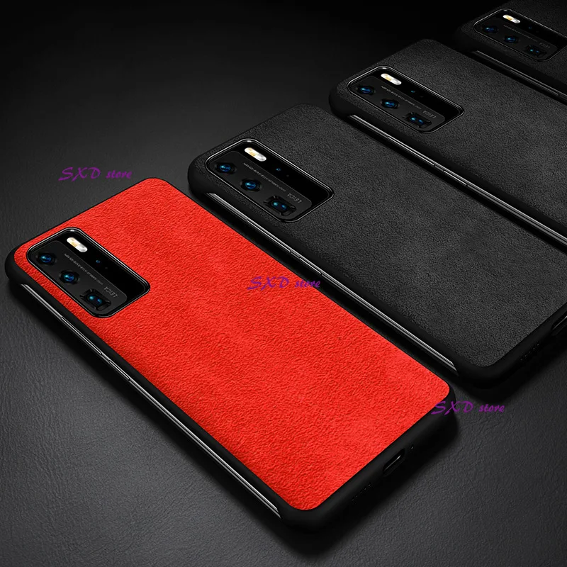 Italian Alcantara Rimless Case for Huawei P30 P40 Pro Luxury Artificial Leather Phone Cases Huawei Mate 30 Pro Mate 40 Pro Cover