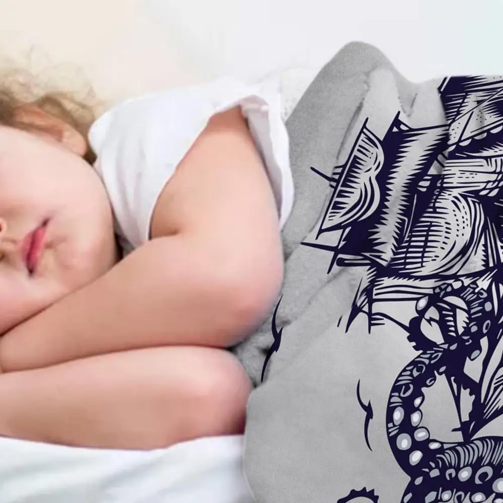 Одеяло из микрофибры с принтом Осьминог|Одеяла| |