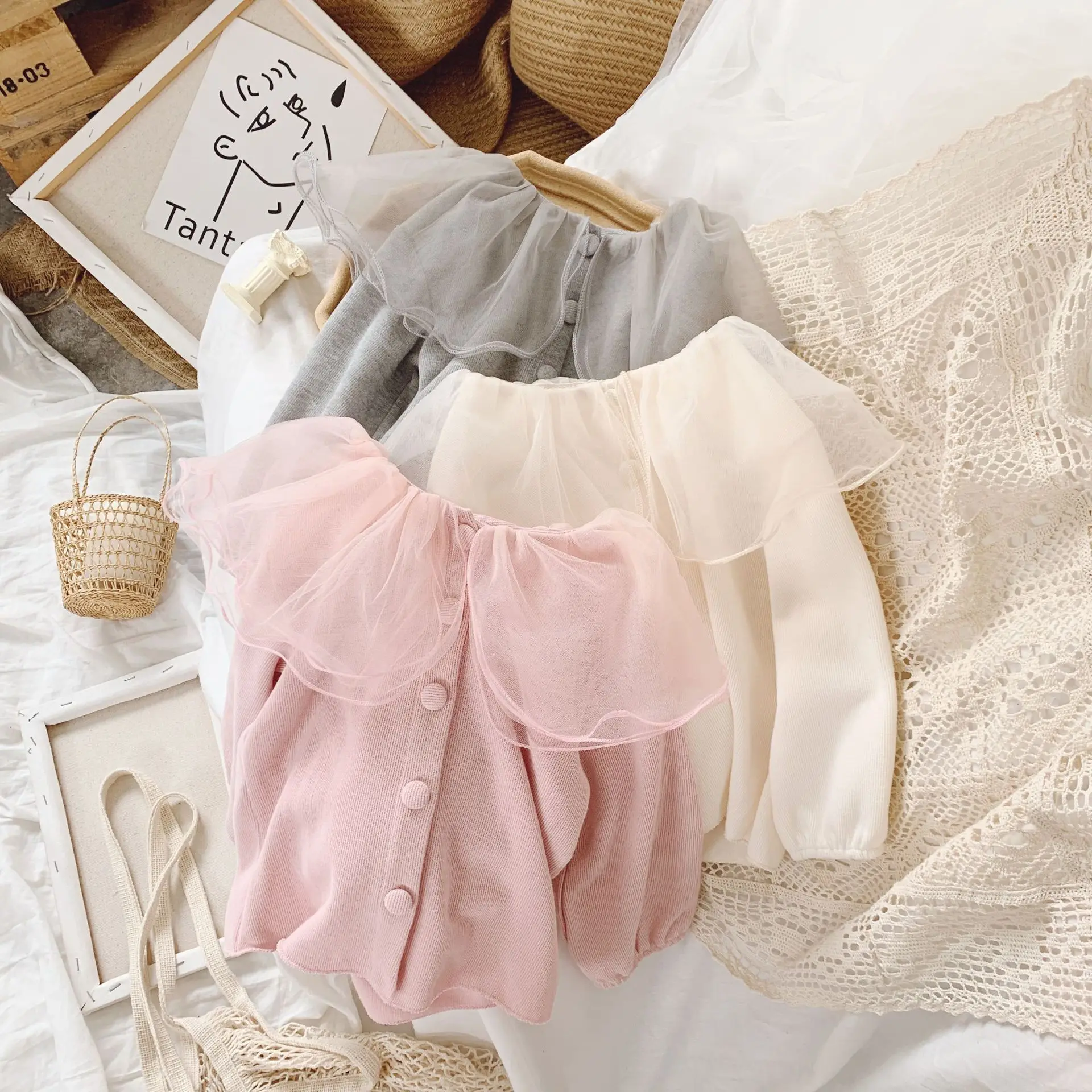 Куртка и пальто для девочек 3-7 лет однобортный кружевной кардиган верхняя одежда