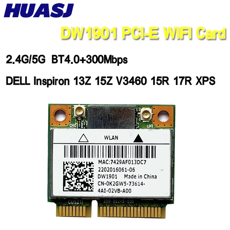 HUASJ для DELL DW1901 AR5B22 Беспроводная Двухдиапазонная половинная мини PCI-E Wi-Fi BT4.0 карта