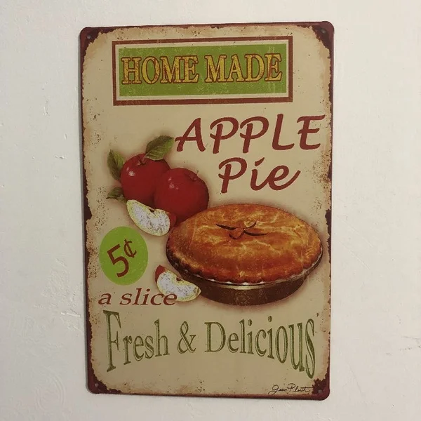 

Home made Apple Pie Plaque Vintage Metal Tin Signs Home Bar Pub Garage Decor Plates Man Cave Wall Sticker 20X30CM Tin Sign