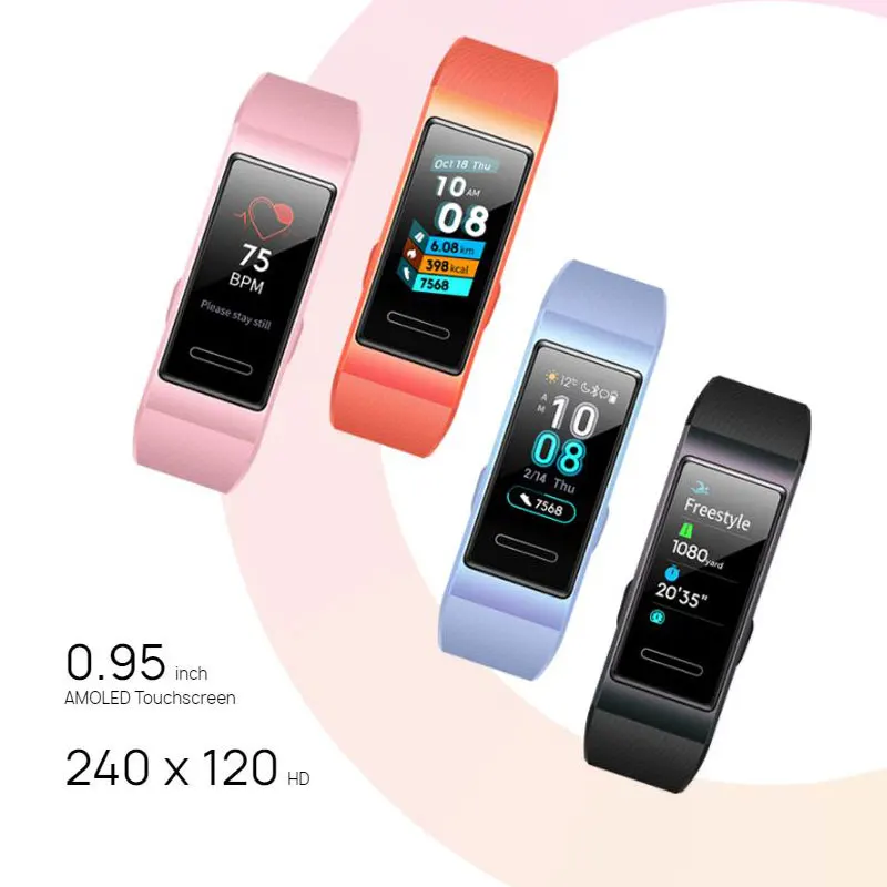 Браслет huawei Band 3, умный браслет, шагомер, фитнес, пульсометр, трекер активности, водонепроницаемый, Bluetooth, спортивный, банда