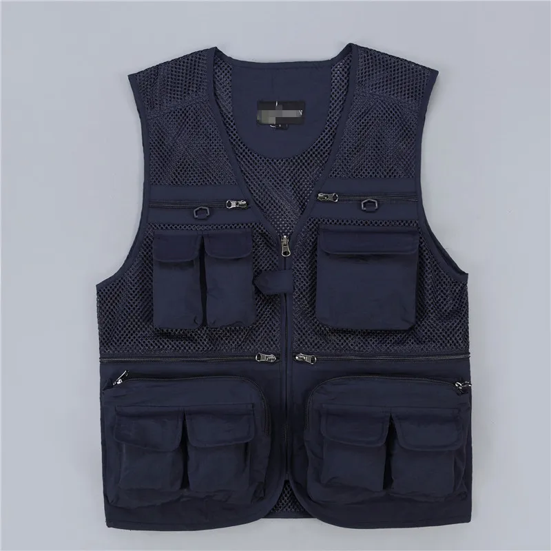 5 цветов Быстросохнущий сетчатый корейский рыболовный жилет L-5XL размера плюс дышащий мужской жилет рыболовные куртки из полиэфирного волокна - Цвет: Синий
