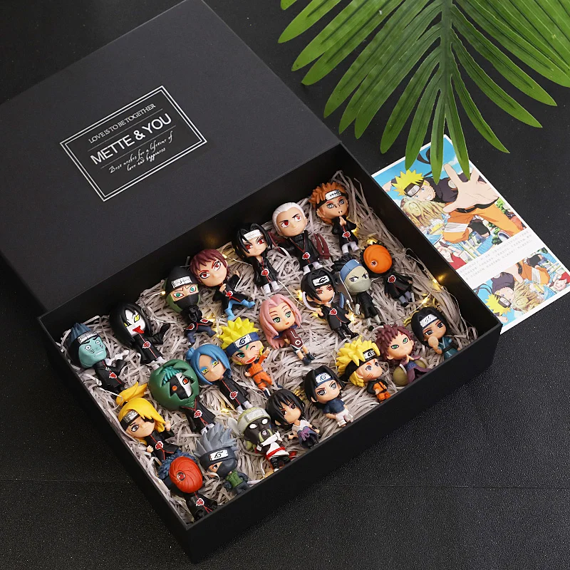 

Complete Set of Toy Kawaii Naruto Hand Made Model Gift Box Uzumaki Naruto Uchiha Sasuke Kakashi Child Toy Birthday Gift