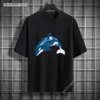 geometric orca whale funny animals 3d printed casual t shirt mens hip hop t shirt summer cute tshirts simple style round neck