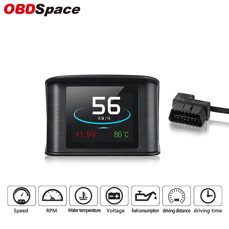 OBDSPACE P10 OBD2 OBD 2 сканер на доске бортовой компьютер ный диагностический инструмент охлаждающая жидкость Температура Напряжение Тахометр спидометр HUD трип компьютер диагностика авто сканер для диагностики авто